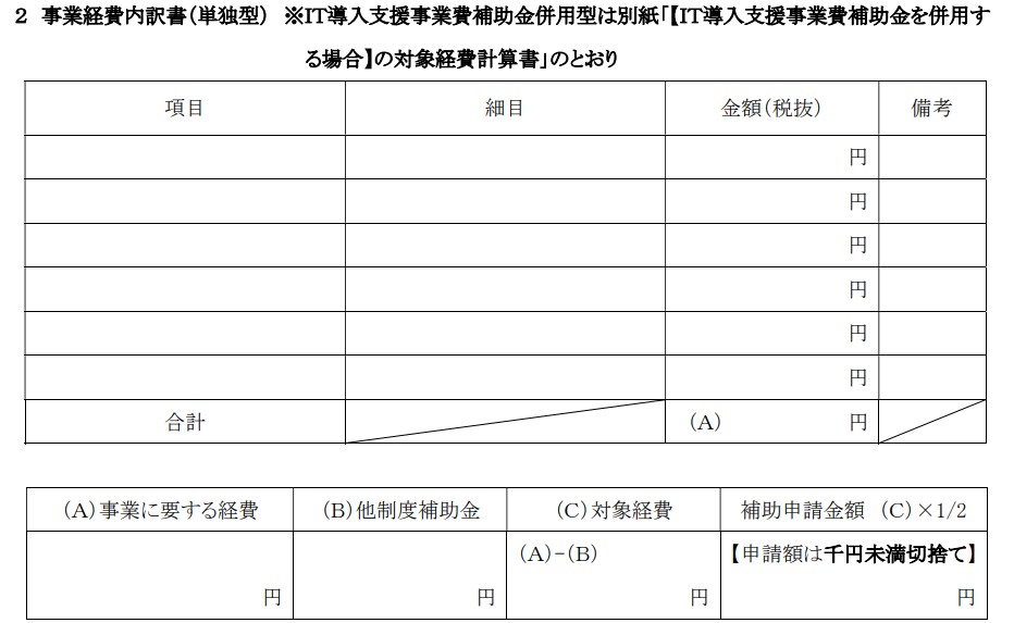 「がんばる岸和田」企業経営支援事業補助金の事業計画書